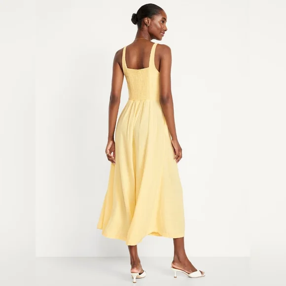 Old Navy butter Yellow Midi Dress - Picture 3 of 7